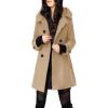 imageTanming Womens Warm Double Breasted Wool Pea Coat Trench Coat Jacket with HoodKhaki