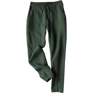 imageTanming Linen Pants for Women Summer Casual High Waisted Drawstring White Beach PantArmygreen