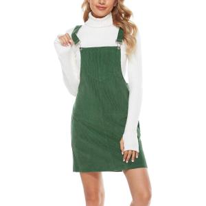 imageTanming Womens Corduroy A Line Cute Jumper Pinafore Bib Overall Mini Dress SkirtArmy Green