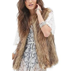 imageTanming Womens Fashion Autumn and Winter Warm Short Faux Fur VestsGrey