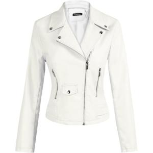 imageTanming Womens Faux Leather Moto Biker Short Coat JacketA Beige
