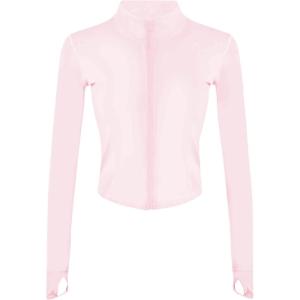 imageTanming Womens Full Zip Seamless Workout Jacket Running Yoga Slim Fit Track JacketPink
