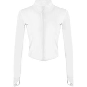 imageTanming Womens Full Zip Seamless Workout Jacket Running Yoga Slim Fit Track JacketWhite