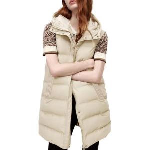 imageTanming Womens Long Puffer Vest Casual Sleeveless Puffy Jacket with Removable HoodBeige