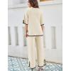 imageTanming Sweater Sets Women 2 Piece Lounge Sets Short Sleeve Knit Pullover Tops Wide Leg PantsApricot