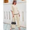 imageTanming Sweater Sets Women 2 Piece Lounge Sets Short Sleeve Knit Pullover Tops Wide Leg PantsApricot