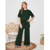 imageTanming Sweater Sets Women 2 Piece Lounge Sets Short Sleeve Knit Pullover Tops Wide Leg PantsArmy Green