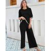 imageTanming Sweater Sets Women 2 Piece Lounge Sets Short Sleeve Knit Pullover Tops Wide Leg PantsBlack