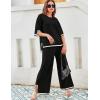 imageTanming Sweater Sets Women 2 Piece Lounge Sets Short Sleeve Knit Pullover Tops Wide Leg PantsBlack