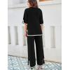 imageTanming Sweater Sets Women 2 Piece Lounge Sets Short Sleeve Knit Pullover Tops Wide Leg PantsBlack