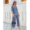 imageTanming Sweater Sets Women 2 Piece Lounge Sets Short Sleeve Knit Pullover Tops Wide Leg PantsBlue