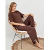 imageTanming Sweater Sets Women 2 Piece Lounge Sets Short Sleeve Knit Pullover Tops Wide Leg PantsBrown