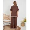 imageTanming Sweater Sets Women 2 Piece Lounge Sets Short Sleeve Knit Pullover Tops Wide Leg PantsBrown