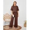 imageTanming Sweater Sets Women 2 Piece Lounge Sets Short Sleeve Knit Pullover Tops Wide Leg PantsBrown