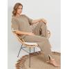imageTanming Sweater Sets Women 2 Piece Lounge Sets Short Sleeve Knit Pullover Tops Wide Leg PantsDark Khaki