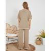 imageTanming Sweater Sets Women 2 Piece Lounge Sets Short Sleeve Knit Pullover Tops Wide Leg PantsDark Khaki