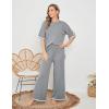 imageTanming Sweater Sets Women 2 Piece Lounge Sets Short Sleeve Knit Pullover Tops Wide Leg PantsGrey