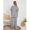 imageTanming Sweater Sets Women 2 Piece Lounge Sets Short Sleeve Knit Pullover Tops Wide Leg PantsGrey