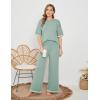 imageTanming Sweater Sets Women 2 Piece Lounge Sets Short Sleeve Knit Pullover Tops Wide Leg PantsGrey Green