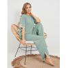 imageTanming Sweater Sets Women 2 Piece Lounge Sets Short Sleeve Knit Pullover Tops Wide Leg PantsGrey Green