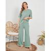 imageTanming Sweater Sets Women 2 Piece Lounge Sets Short Sleeve Knit Pullover Tops Wide Leg PantsGrey Green