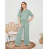 imageTanming Sweater Sets Women 2 Piece Lounge Sets Short Sleeve Knit Pullover Tops Wide Leg PantsGrey Green