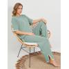 imageTanming Sweater Sets Women 2 Piece Lounge Sets Short Sleeve Knit Pullover Tops Wide Leg PantsGrey Green