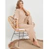 imageTanming Sweater Sets Women 2 Piece Lounge Sets Short Sleeve Knit Pullover Tops Wide Leg PantsKhaki