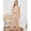 imageTanming Sweater Sets Women 2 Piece Lounge Sets Short Sleeve Knit Pullover Tops Wide Leg PantsKhaki