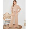 imageTanming Sweater Sets Women 2 Piece Lounge Sets Short Sleeve Knit Pullover Tops Wide Leg PantsKhaki