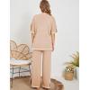 imageTanming Sweater Sets Women 2 Piece Lounge Sets Short Sleeve Knit Pullover Tops Wide Leg PantsKhaki