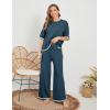 imageTanming Sweater Sets Women 2 Piece Lounge Sets Short Sleeve Knit Pullover Tops Wide Leg PantsNavy