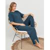 imageTanming Sweater Sets Women 2 Piece Lounge Sets Short Sleeve Knit Pullover Tops Wide Leg PantsNavy