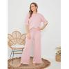 imageTanming Sweater Sets Women 2 Piece Lounge Sets Short Sleeve Knit Pullover Tops Wide Leg PantsPink