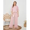 imageTanming Sweater Sets Women 2 Piece Lounge Sets Short Sleeve Knit Pullover Tops Wide Leg PantsPink