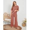 imageTanming Sweater Sets Women 2 Piece Lounge Sets Short Sleeve Knit Pullover Tops Wide Leg PantsRust