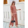 imageTanming Sweater Sets Women 2 Piece Lounge Sets Short Sleeve Knit Pullover Tops Wide Leg PantsRust
