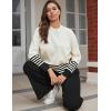 imageTanming Womens Lounge Sets 2 Piece Outfits Knitted Pullover Sweater Tops Wide Leg Pants TracksuitBlack