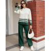 imageTanming Womens Lounge Sets 2 Piece Outfits Knitted Pullover Sweater Tops Wide Leg Pants TracksuitGreen
