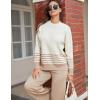 imageTanming Womens Lounge Sets 2 Piece Outfits Knitted Pullover Sweater Tops Wide Leg Pants TracksuitLight Khaki