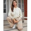 imageTanming Womens Lounge Sets 2 Piece Outfits Knitted Pullover Sweater Tops Wide Leg Pants TracksuitLight Khaki