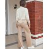 imageTanming Womens Lounge Sets 2 Piece Outfits Knitted Pullover Sweater Tops Wide Leg Pants TracksuitLight Khaki