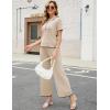imageTanming Two Piece Sets for Women Short Sleeve Polo Neck Tops Casual Lounge Set Wide Leg Pants Set TracksuitApricot