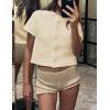 imageTanming Womens Cardigan Sweaters Soft Chunky Knit Top Short Sleeve Button Loose Outerwear SweaterBeige