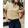 imageTanming Womens Cardigan Sweaters Soft Chunky Knit Top Short Sleeve Button Loose Outerwear SweaterBeige