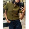 imageTanming Womens Cardigan Sweaters Soft Chunky Knit Top Short Sleeve Button Loose Outerwear SweaterOlive Green