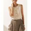 imageTanming Womens Cotton Linen Suit Vest Summer Casual Sleeveless Button Down Tank Tops Fashion Work WaistcoatApricot