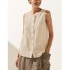 imageTanming Womens Cotton Linen Suit Vest Summer Casual Sleeveless Button Down Tank Tops Fashion Work WaistcoatApricot