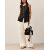 imageTanming Womens Cotton Linen Suit Vest Summer Casual Sleeveless Button Down Tank Tops Fashion Work WaistcoatBlack