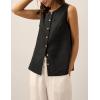 imageTanming Womens Cotton Linen Suit Vest Summer Casual Sleeveless Button Down Tank Tops Fashion Work WaistcoatBlack